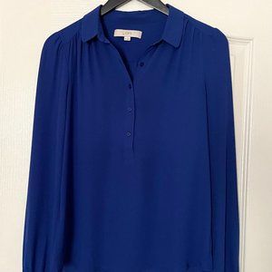NWOT Loft Collared Blouse in Royal Blue Size XS